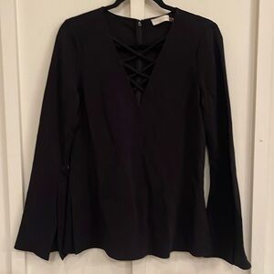 Ramy Brook Black V-neck Flare Sleeve Top